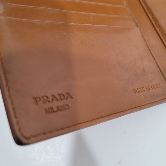 PRADA Smooth Geniue Leather Logo Plate Wallet Medium Envelope Medium Fair Vintag - Picture 4 of 16